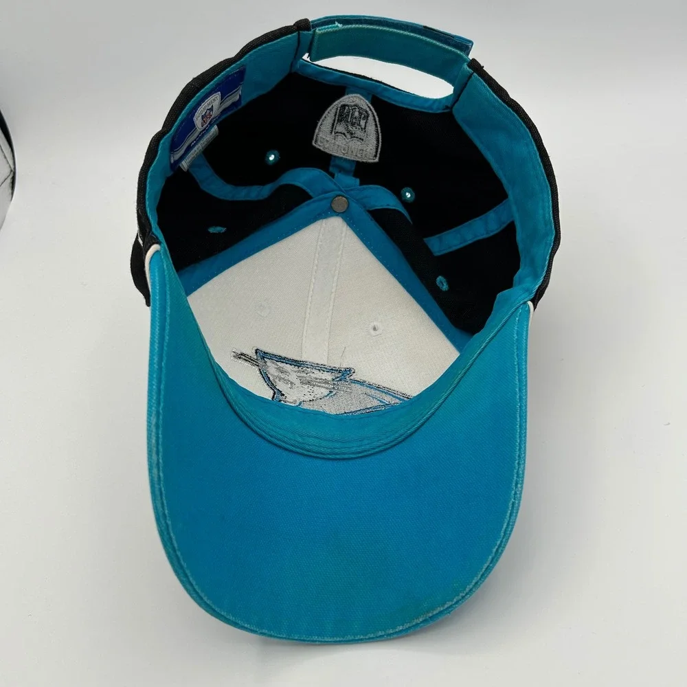 Vintage Carolina Panthers Hat Reebok NFL Equipment Mens OSFA Blue Black White